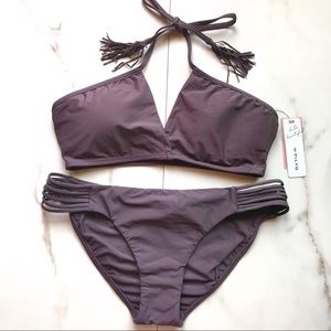 NWT Anthro PilyQ Coco Tassel Strap Halter Bikini